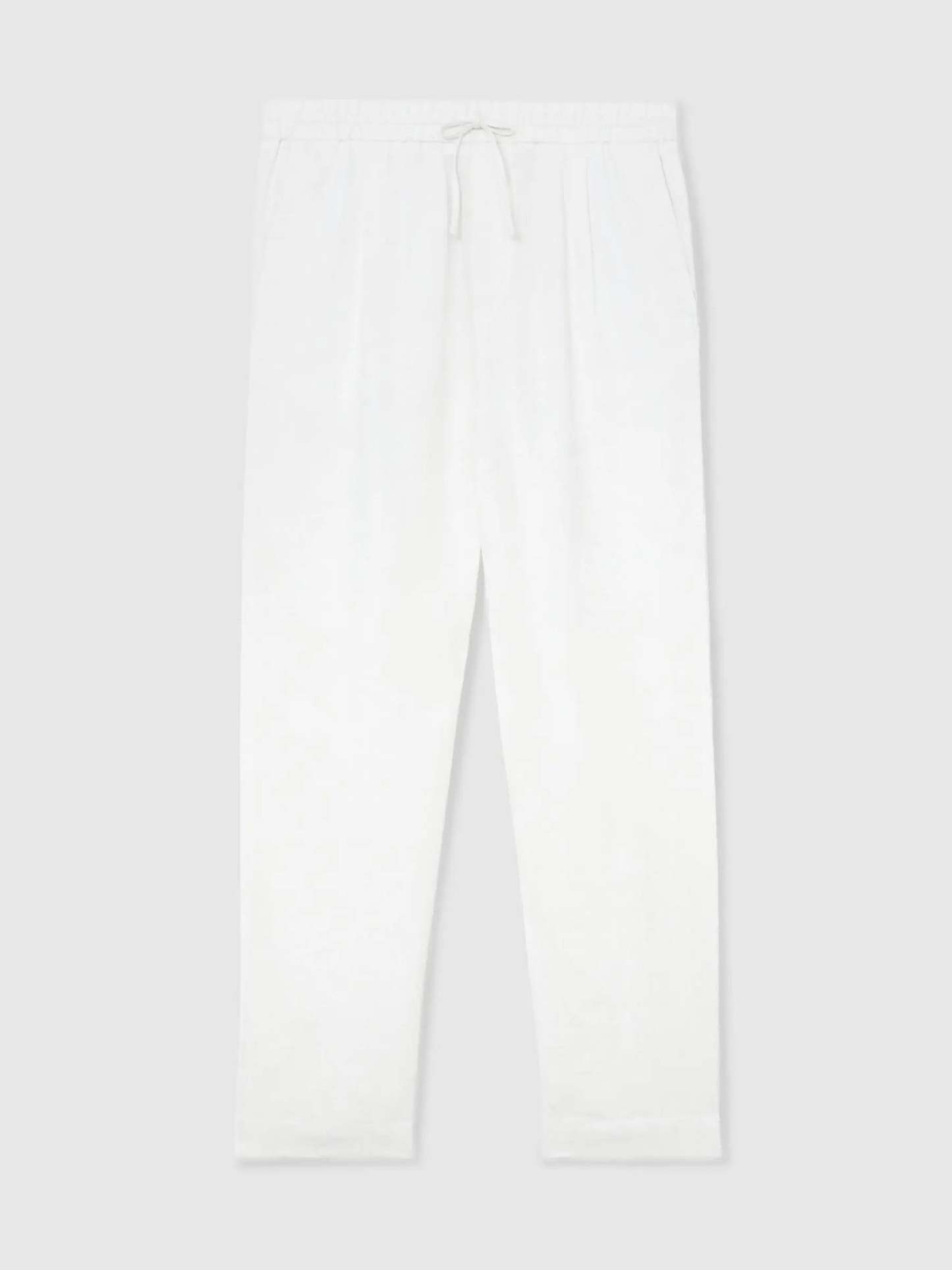 100% Linen Relaxed-Fit Drawstring Trousers