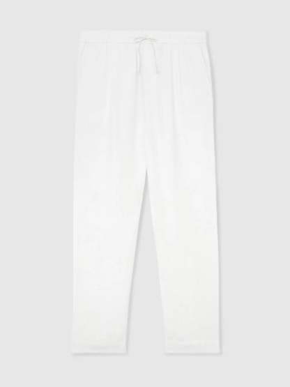 100% Linen Relaxed-Fit Drawstring Trousers