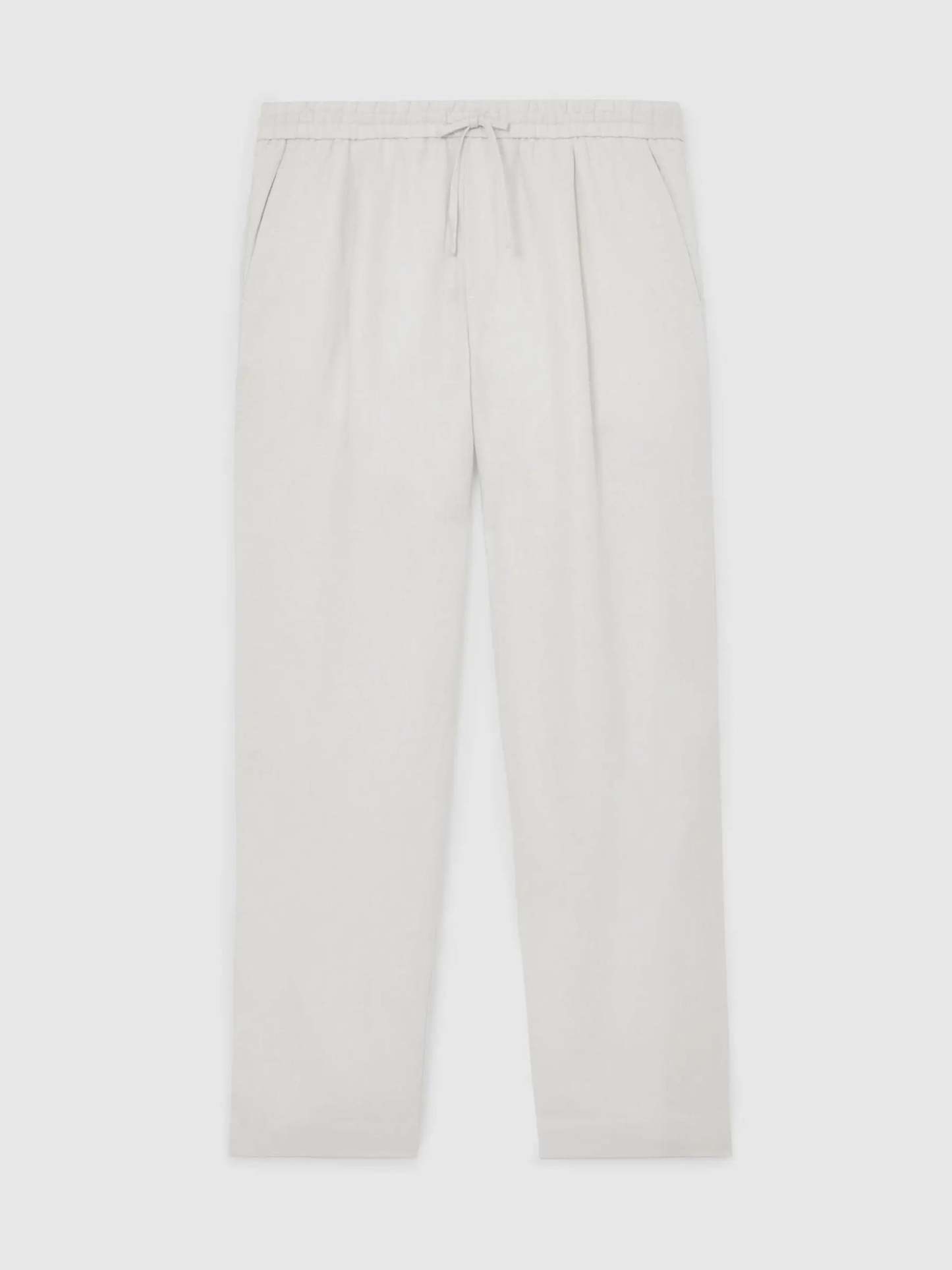 100% Linen Relaxed-Fit Drawstring Trousers
