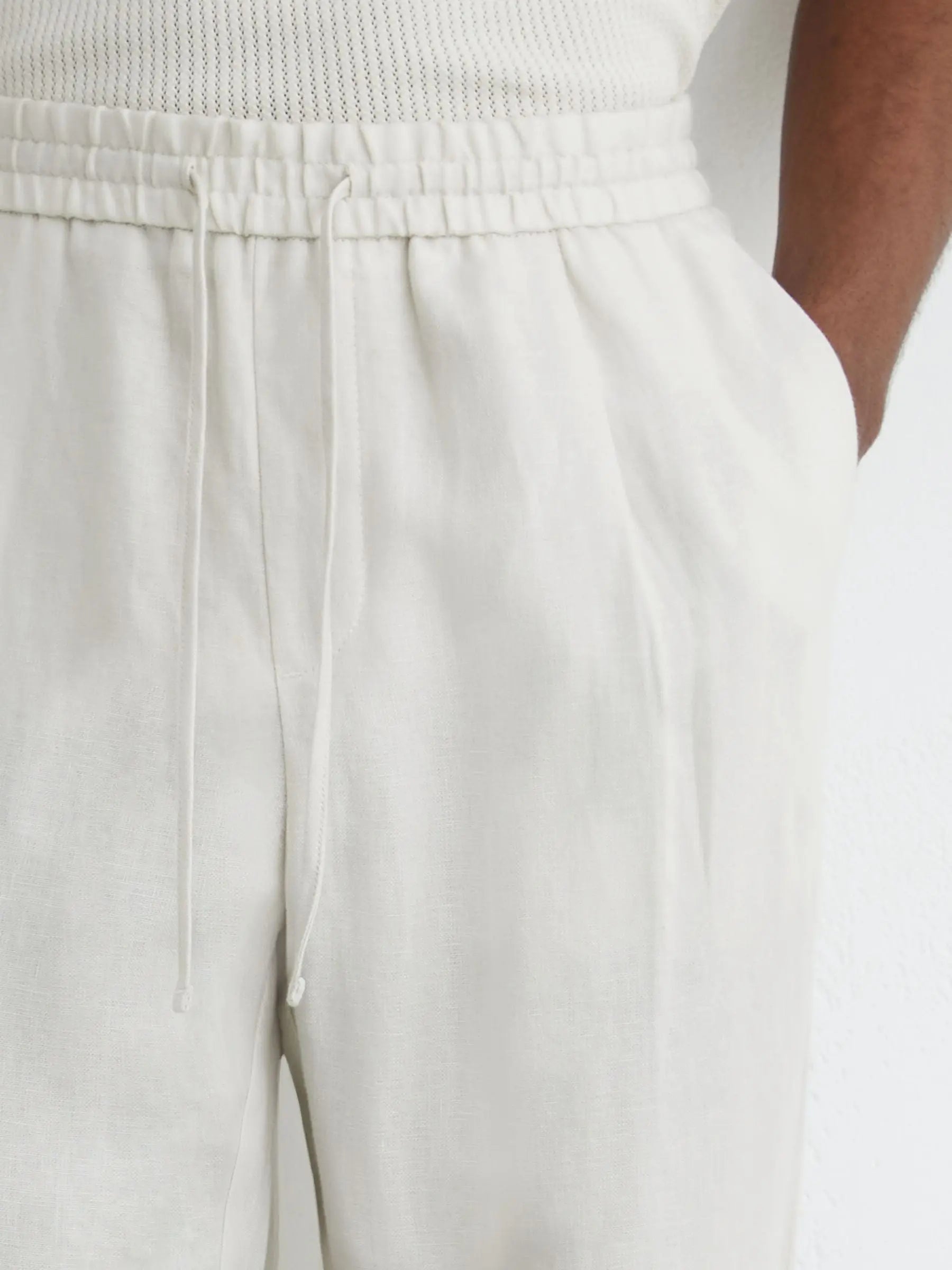 100% Linen Relaxed-Fit Drawstring Trousers