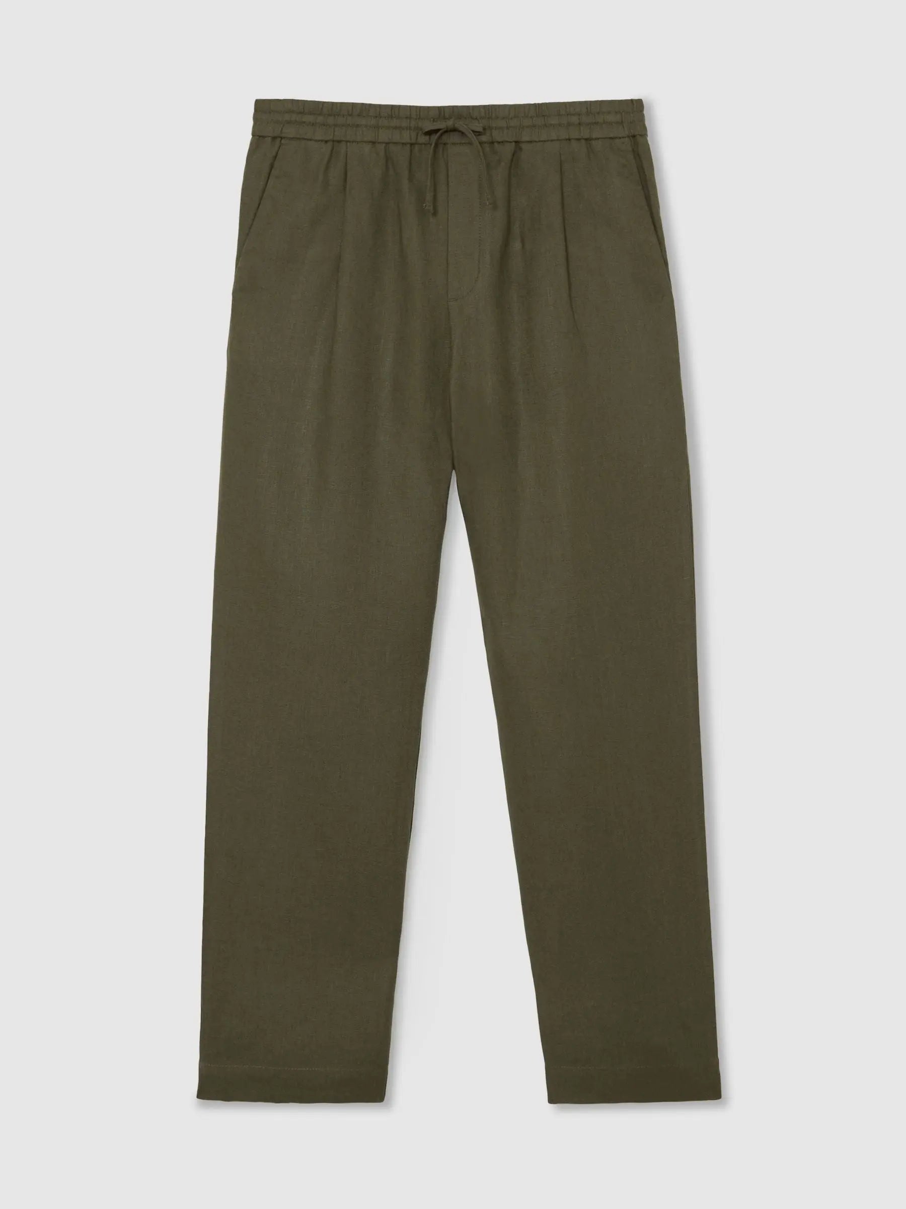 100% Linen Relaxed-Fit Drawstring Trousers