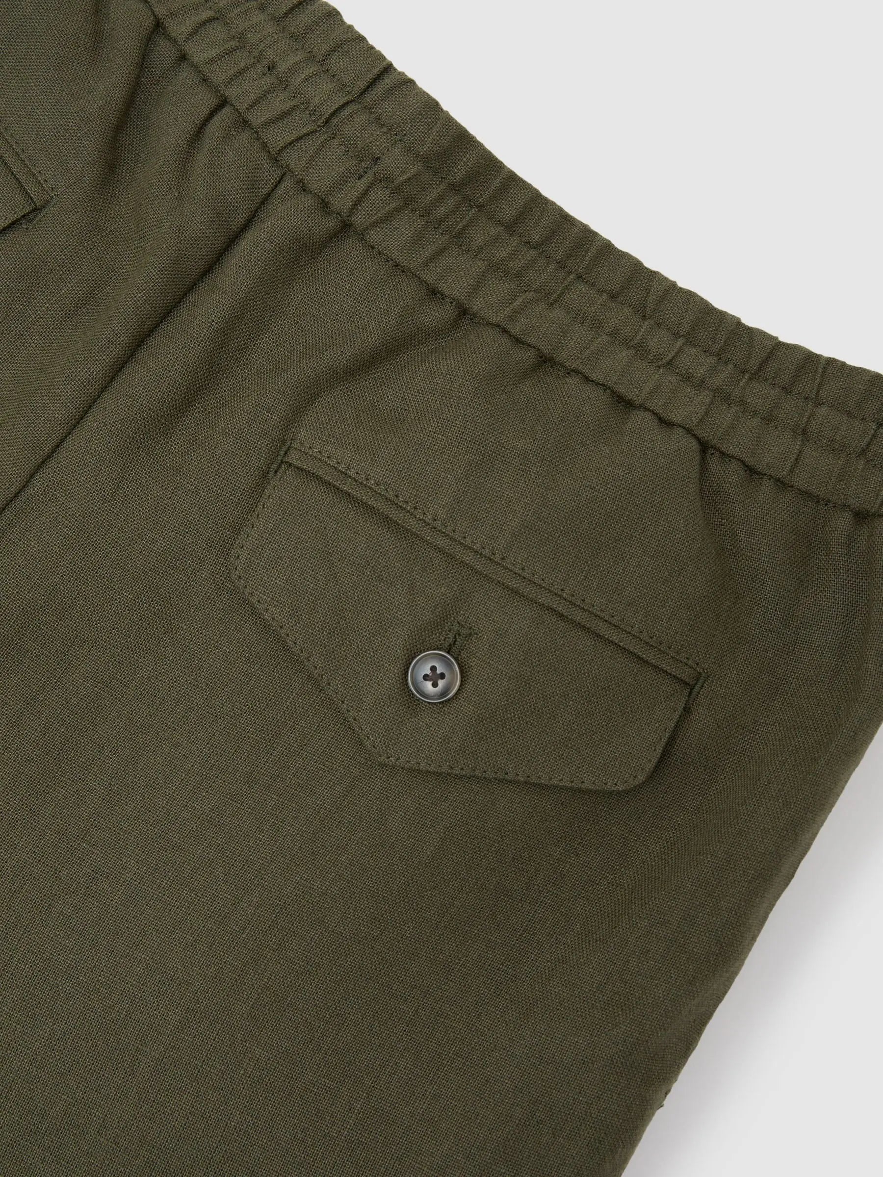 100% Linen Relaxed-Fit Drawstring Trousers
