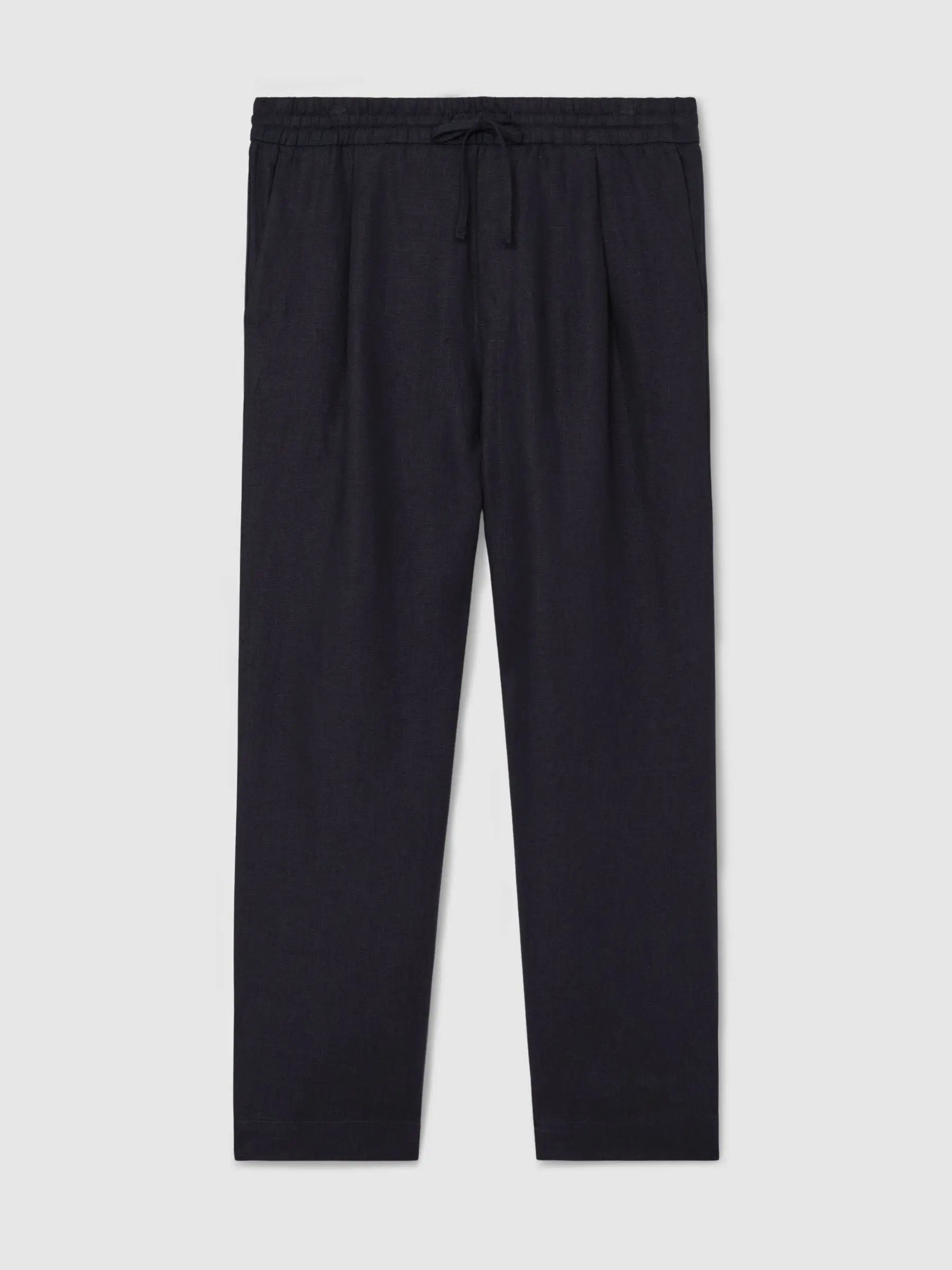 100% Linen Relaxed-Fit Drawstring Trousers