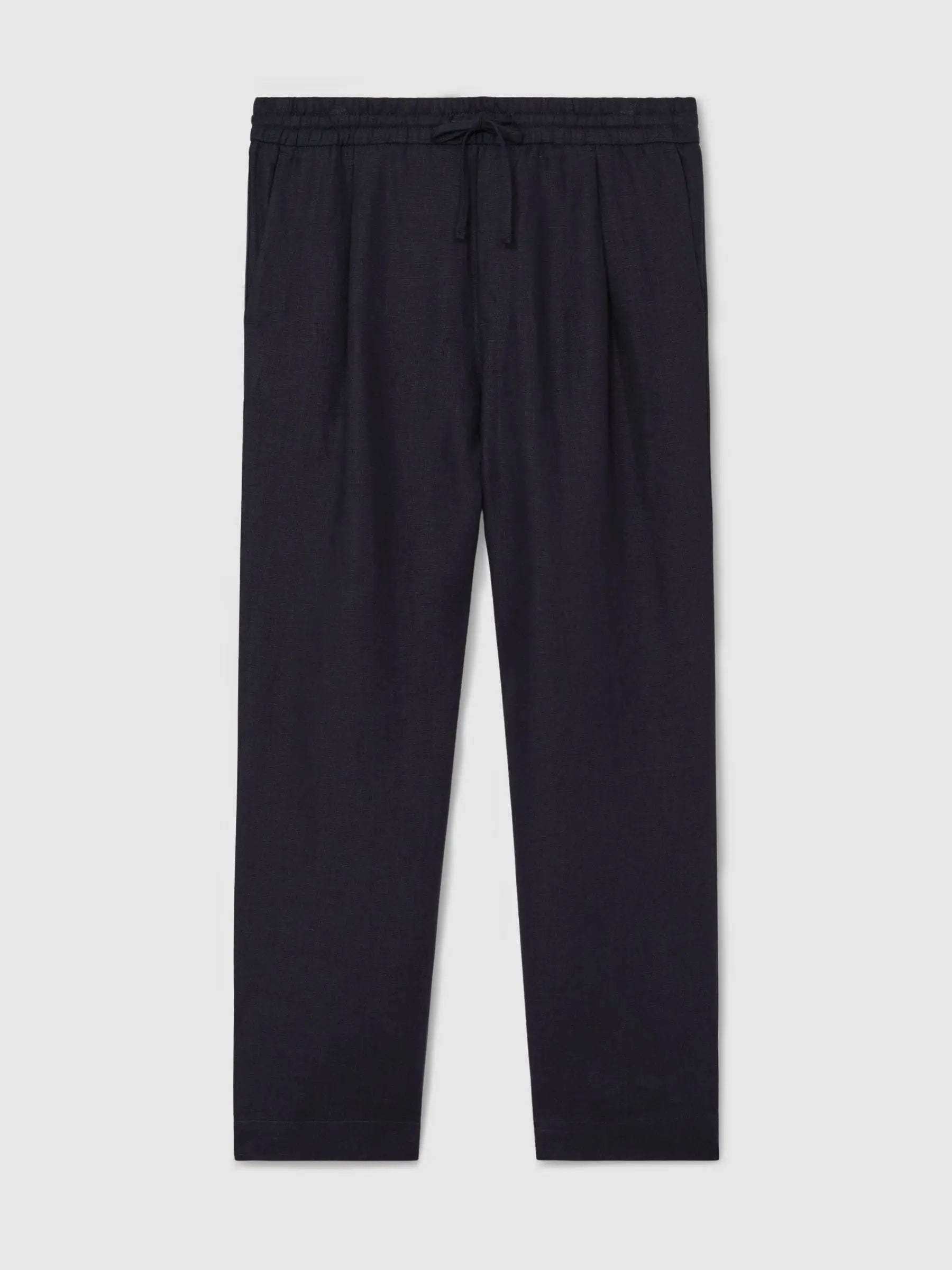 100% Linen Relaxed-Fit Drawstring Trousers