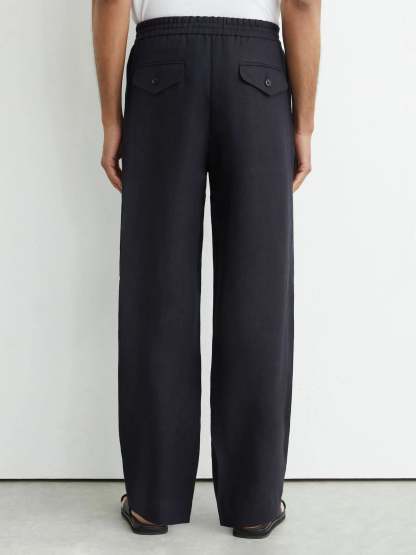 100% Linen Relaxed-Fit Drawstring Trousers