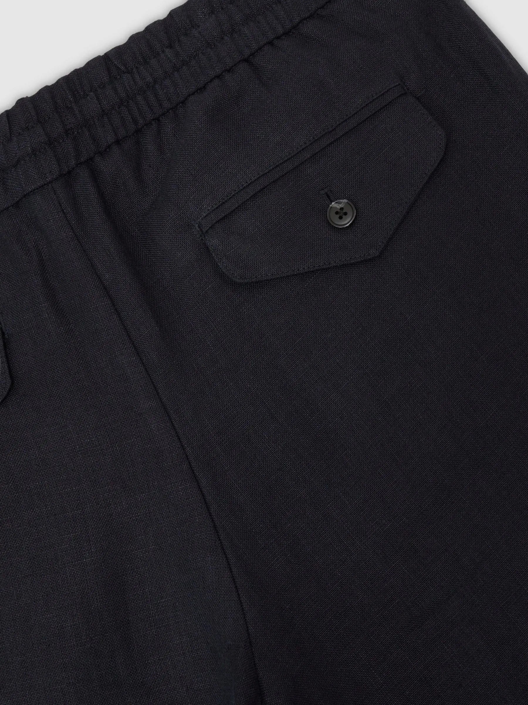 100% Linen Relaxed-Fit Drawstring Trousers
