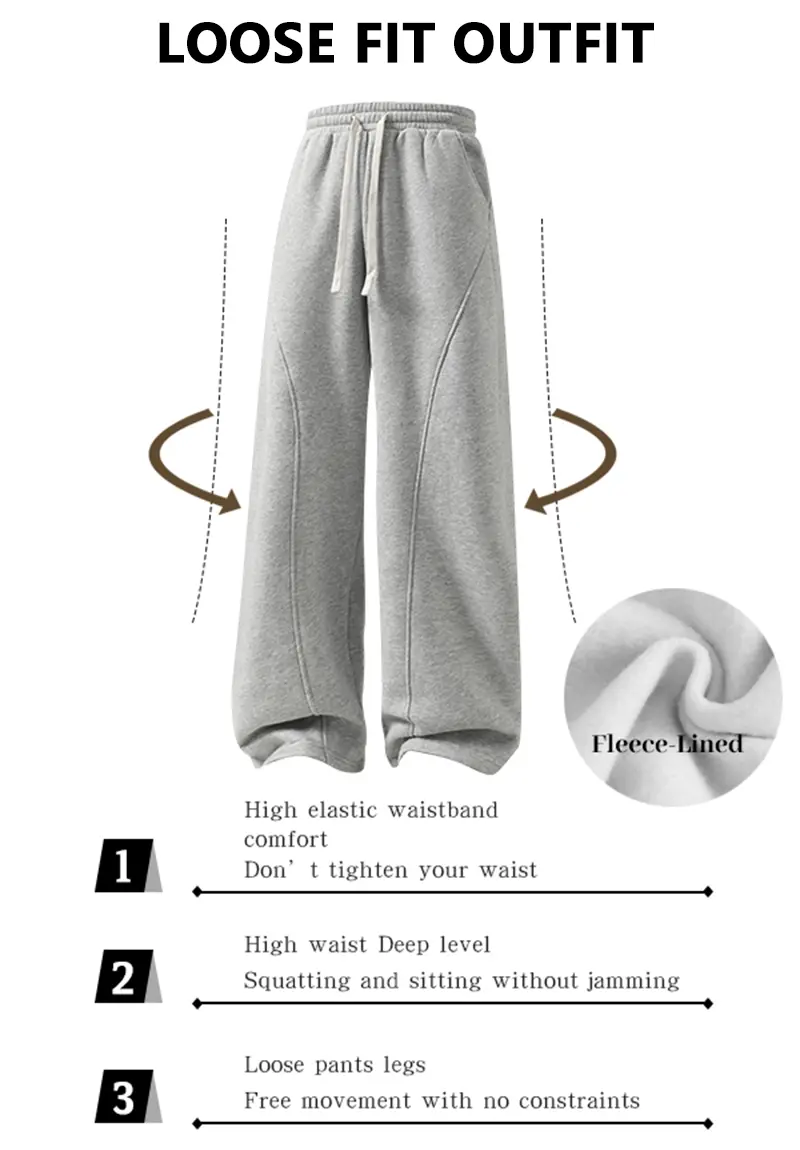 Men's Fleece Thermal Lined Sweatpants Oversize Drawstring Waist Casual Loose Pants for Fall Winter School Season Daily Wear Stylish Menswear Men's Fleece Thermal Lined Sweatpants Oversize Drawstring Waist Casual Loose Pants for Fall Winter School Season Daily Wear Stylish Menswear