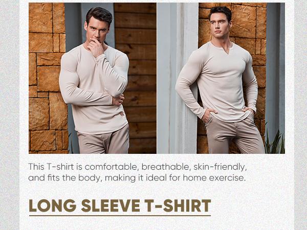 JMIERR Men's Plain Casual Muscle Shirts for Men Slim Fitted T Shirt V-Neck Longline Ribbed Tees Shirts Long Sleeve Gym Workout Athletic Menswear Tops,Men's clothing for Daily Wear,Fashion Outfits 2026
