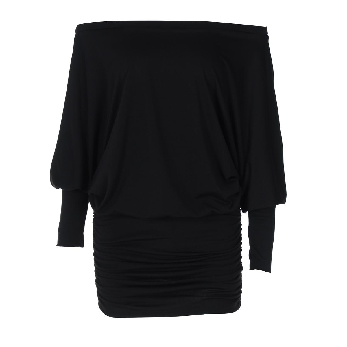 Women's Sheer Ruched Party Dress, Off-The-Shoulder Long Sleeve Women's Mini Dress for Spring & Fall