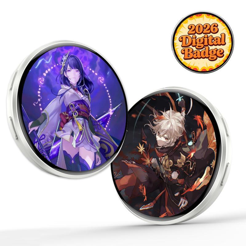 This digital badge can display photos, videos, and GIF animations.  It features a pixel touchscreen, is lightweight and portable, has a long-lasting 500mAh battery, and is multi-functional.  It's perfect for anime and gaming enthusiasts and makes an ideal