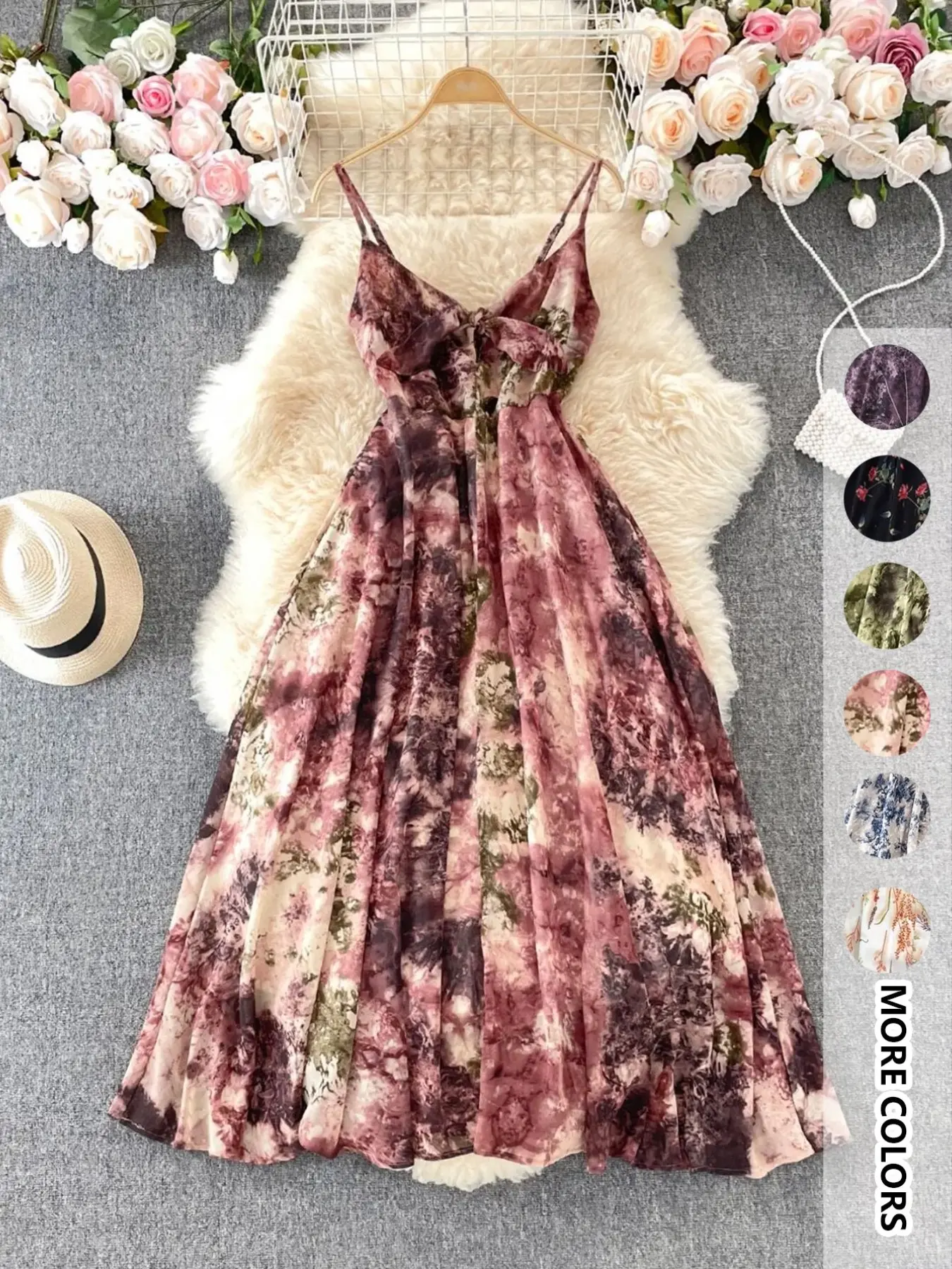 Women's Boho Floral-Print Cami Dress, Fashion Casual A-Line Dress for Beach Holiday Vacation, Perfect for Summer