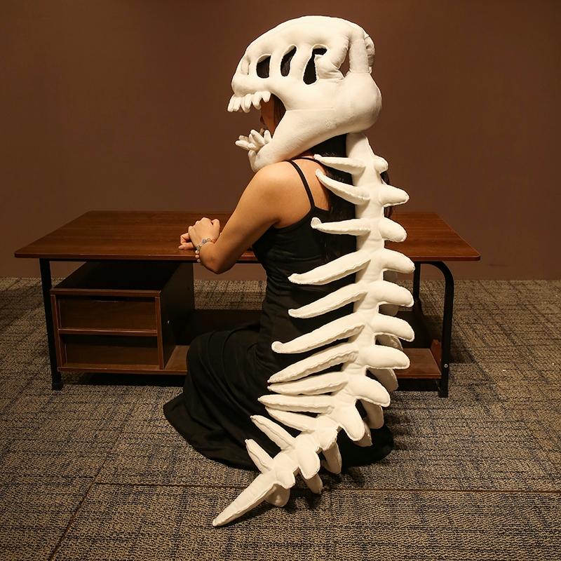 Dinosaur Skeleton Headgear Pillow, 4 Color Options Available, Unisex Cushion, Perfect for Party Cosplay and Sofa Lounging