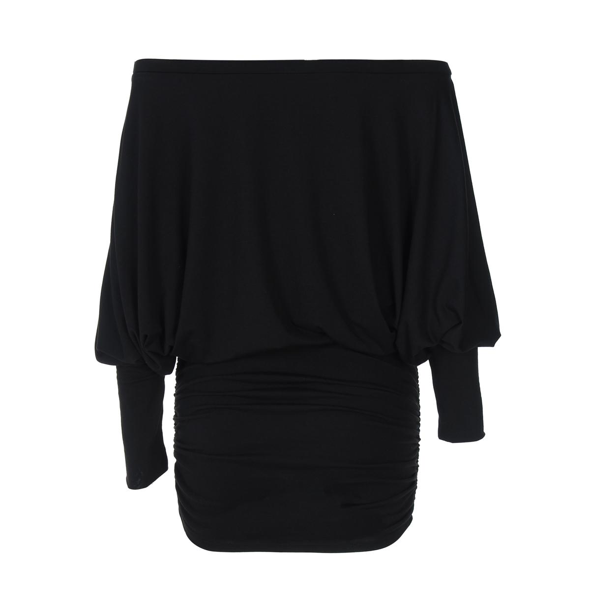 Women's Sheer Ruched Party Dress, Off-The-Shoulder Long Sleeve Women's Mini Dress for Spring & Fall