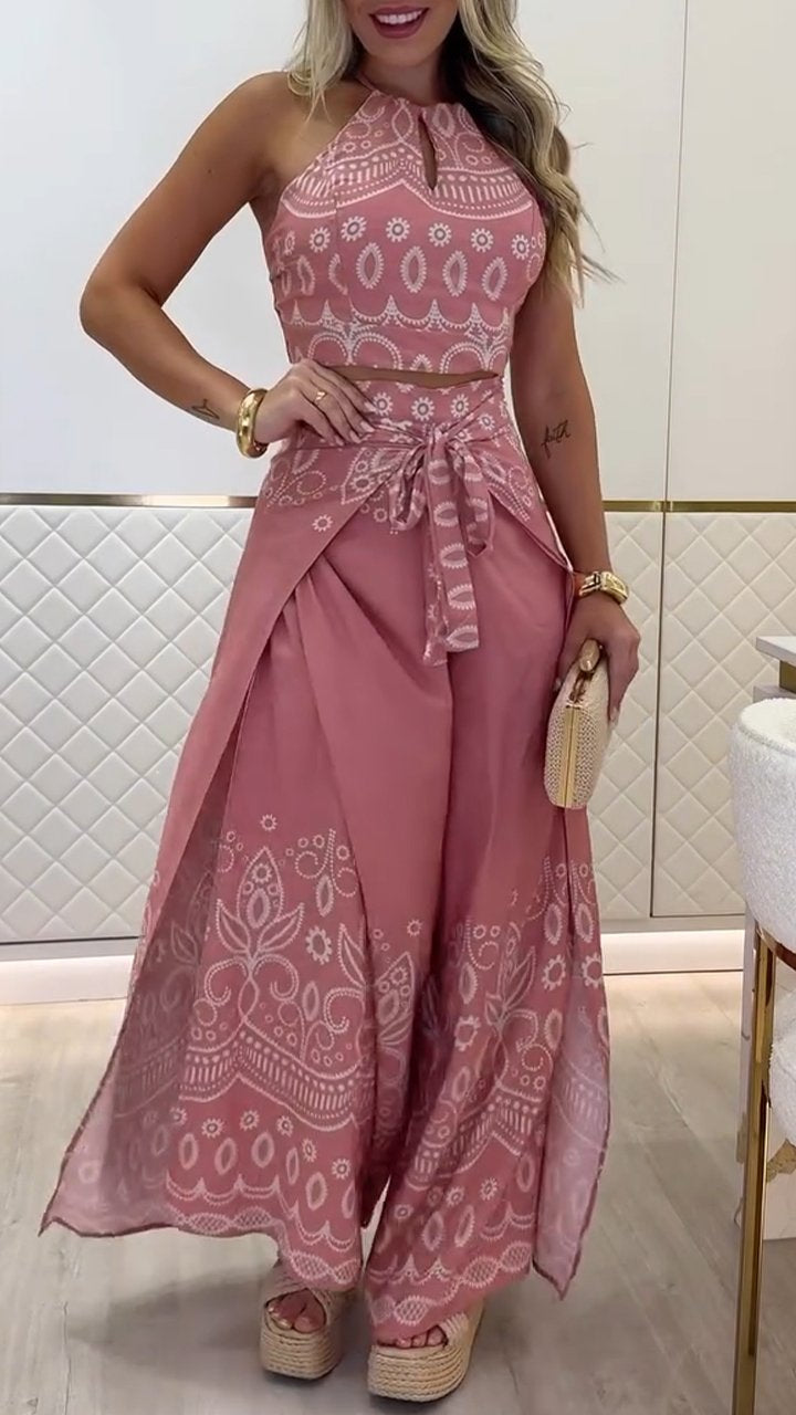 Women's Vintage Printed Holiday Casual Three-Piece Suits