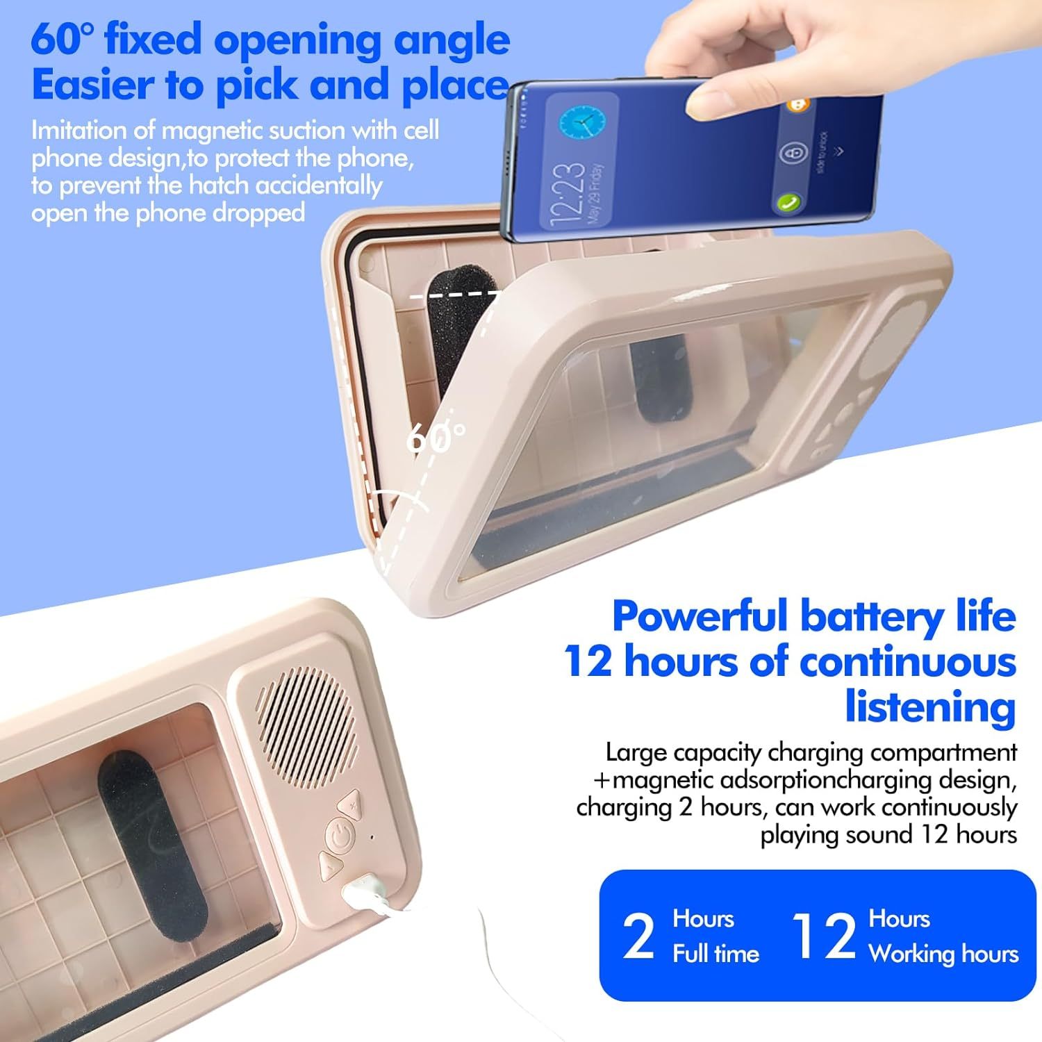 Bluetooth-enabled 360-degree waterproof bathroom phone case