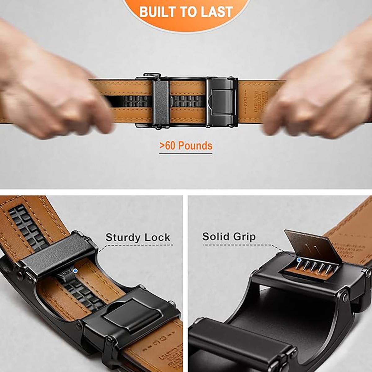 [WeeklyDeals]Adjustable Leather Belt for Men &ndash; Ratchet Buckle, Gift for Dad