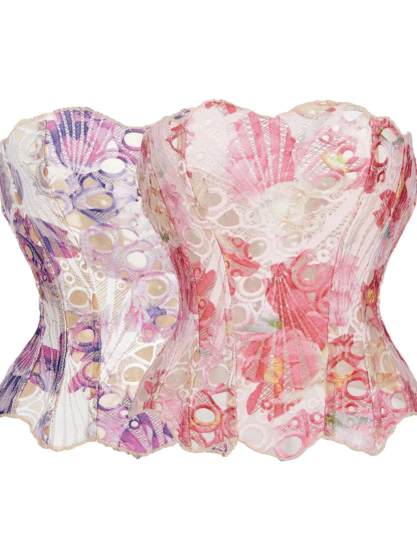 Elegant Color-Block Lace Corset Top — Women's Tummy-Control Shapewear