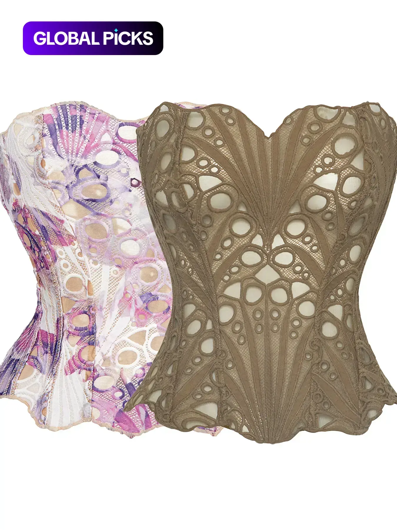 Elegant Color-Block Lace Corset Top — Women's Tummy-Control Shapewear