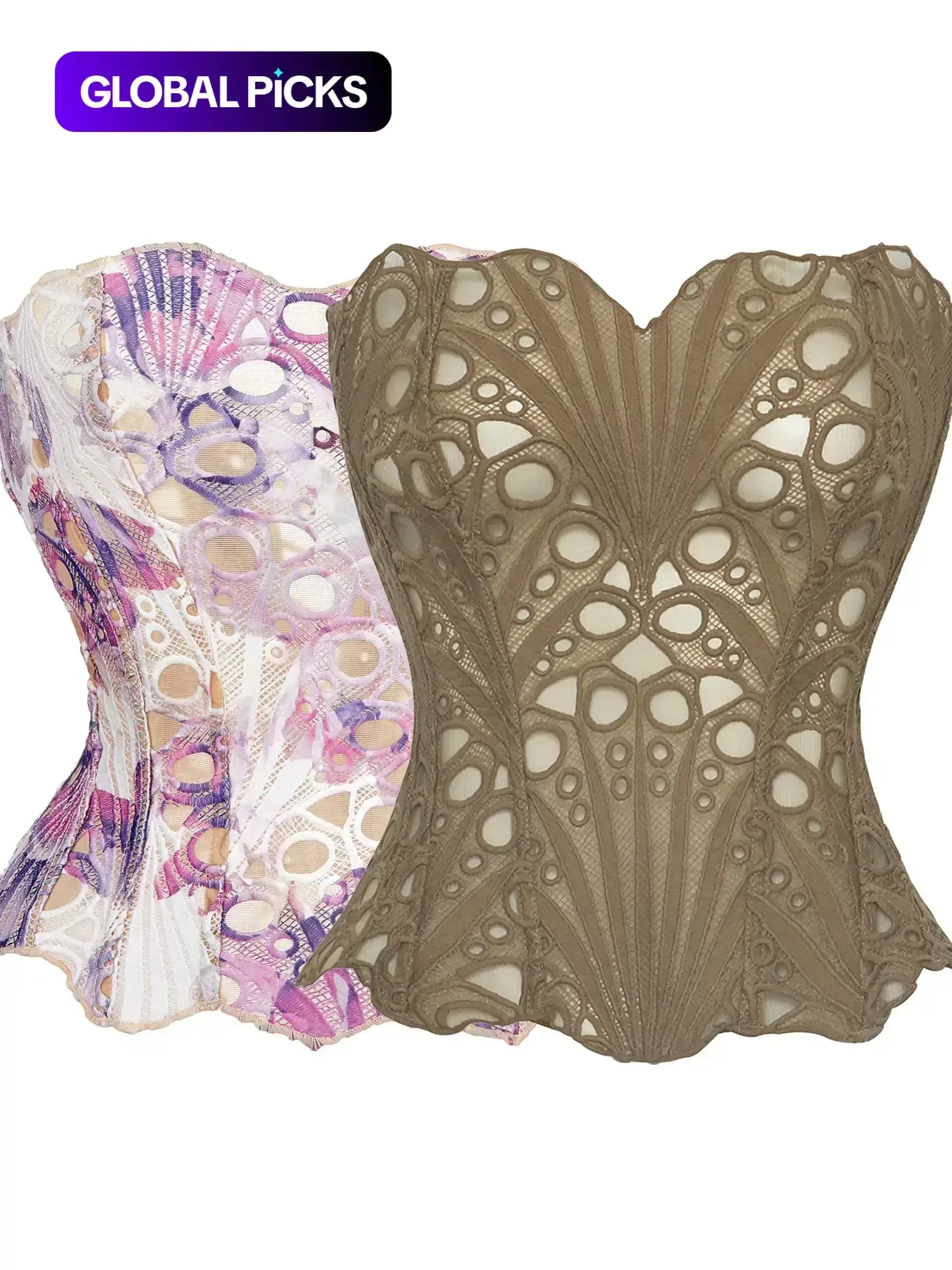 Elegant Color-Block Lace Corset Top — Women's Tummy-Control Shapewear