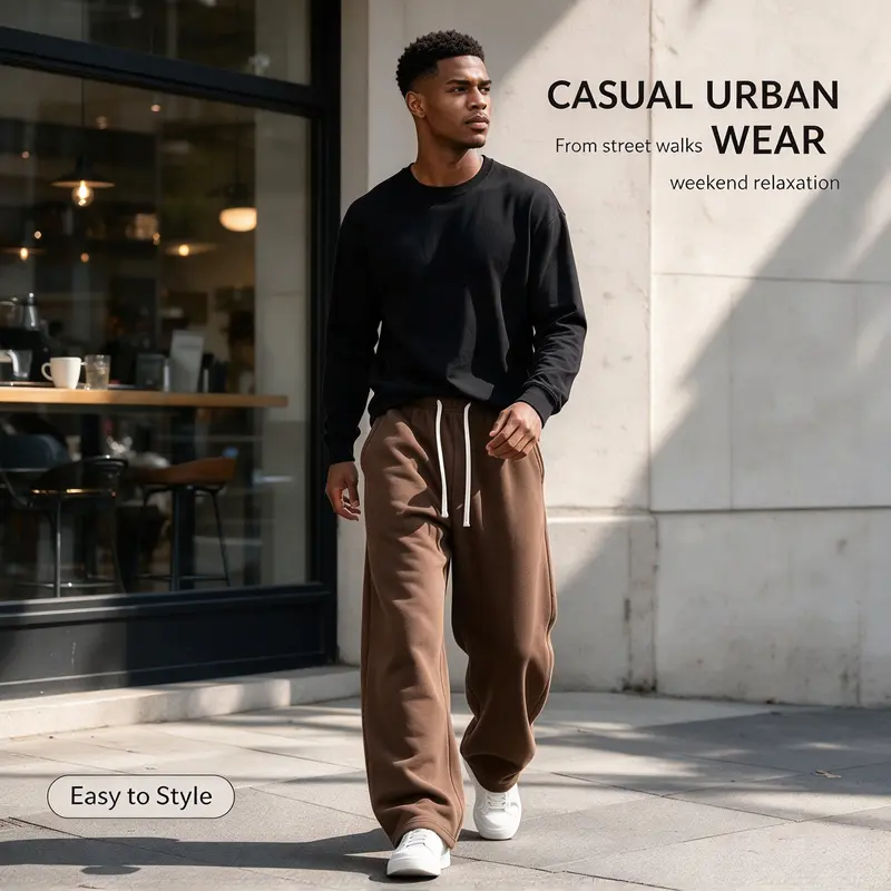 Ultra-Soft Wide-Leg Sweatpants 4-Pack for Men
