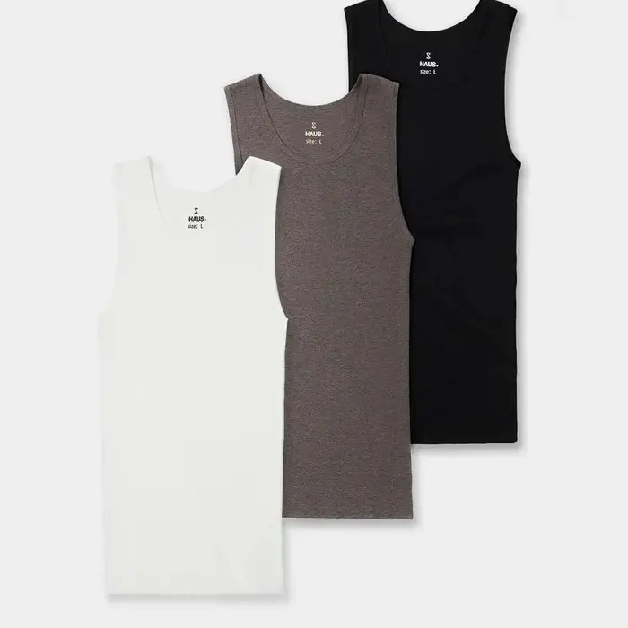 Haus | Premium Ultra-Soft Cotton Fitted Tanks 3 Pack / 6 Pack