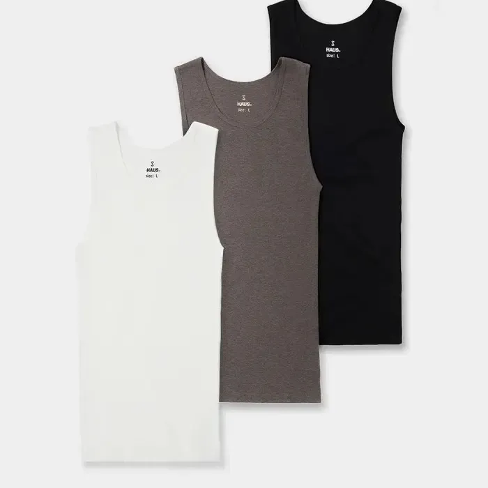 Haus | Premium Ultra-Soft Cotton Fitted Tanks 3 Pack / 6 Pack