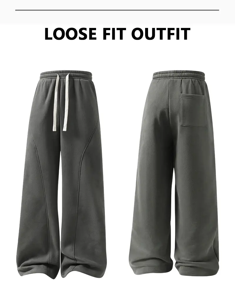Men's Fleece Thermal Lined Sweatpants Oversize Drawstring Waist Casual Loose Pants for Fall Winter School Season Daily Wear Stylish Menswear Men's Fleece Thermal Lined Sweatpants Oversize Drawstring Waist Casual Loose Pants for Fall Winter School Season Daily Wear Stylish Menswear