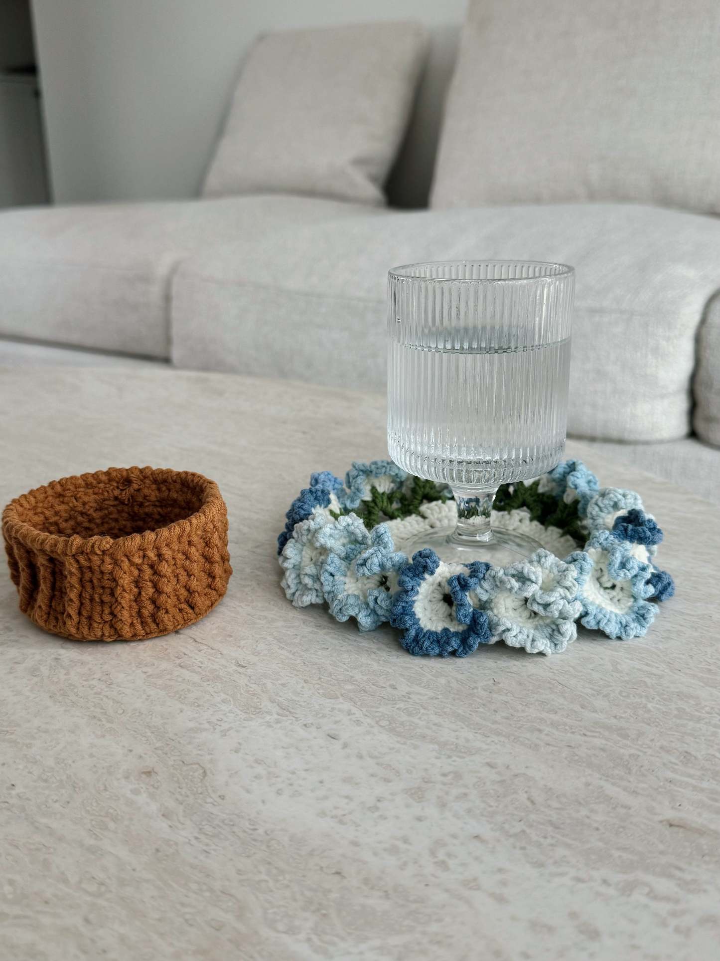 Handmade crochet flower pot coasters