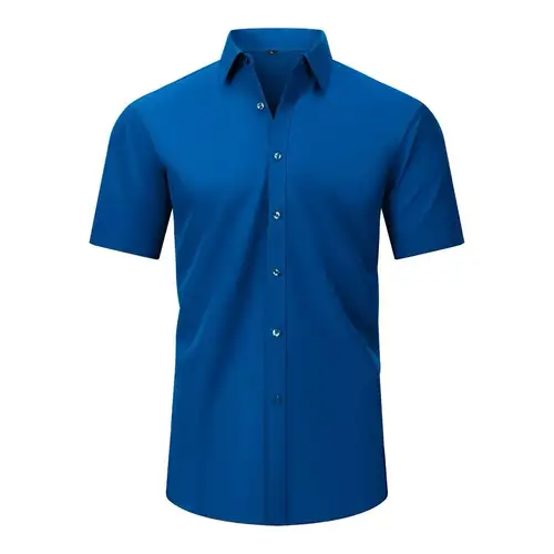 Men's Stretch Dress Shirts— Short-Sleeve Slim Fit, Business-Casual Button-Down Collar, Athletic Cut; Men's Short-Sleeve Apparel — A Perfect Gift for Dad.