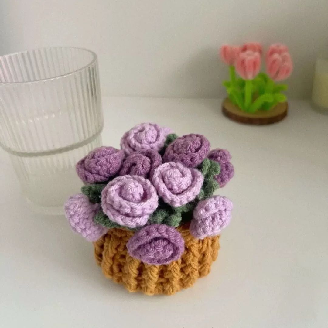 Handmade crochet flower pot coasters