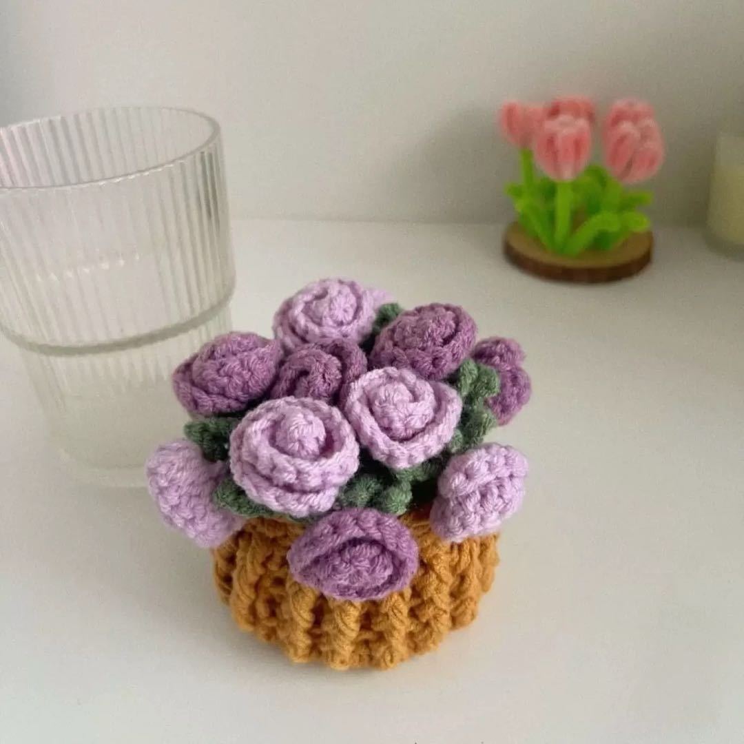 Handmade crochet flower pot coasters