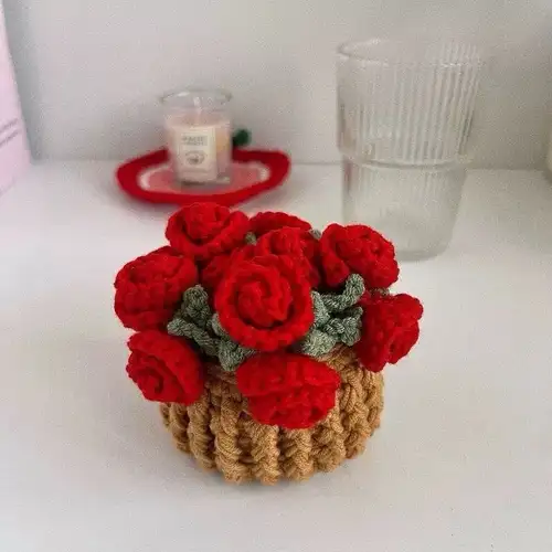 Handmade crochet flower pot coasters