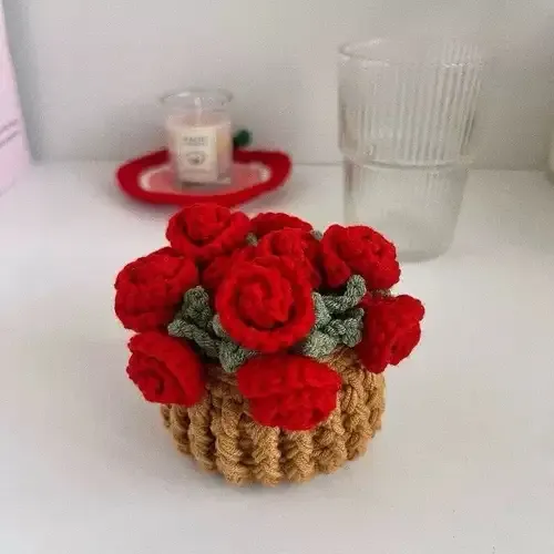 Handmade crochet flower pot coasters