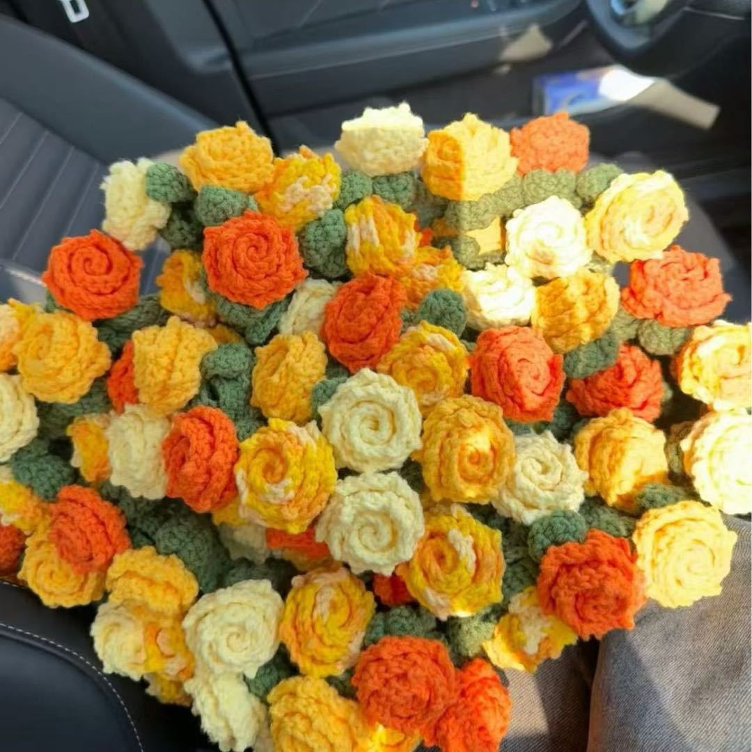 Handmade knitted flower blanket for Valentine's Day