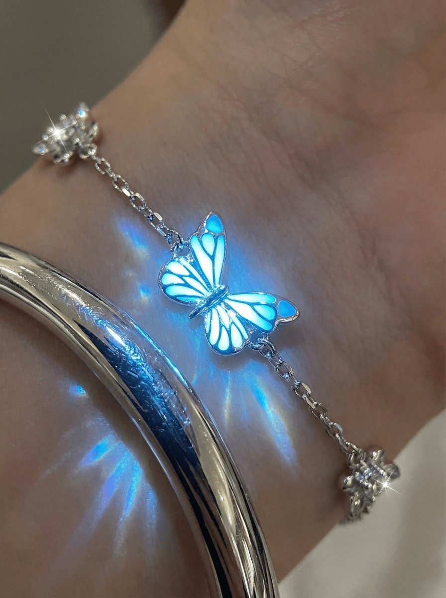 Luminous Dream Blue Butterfly Necklace