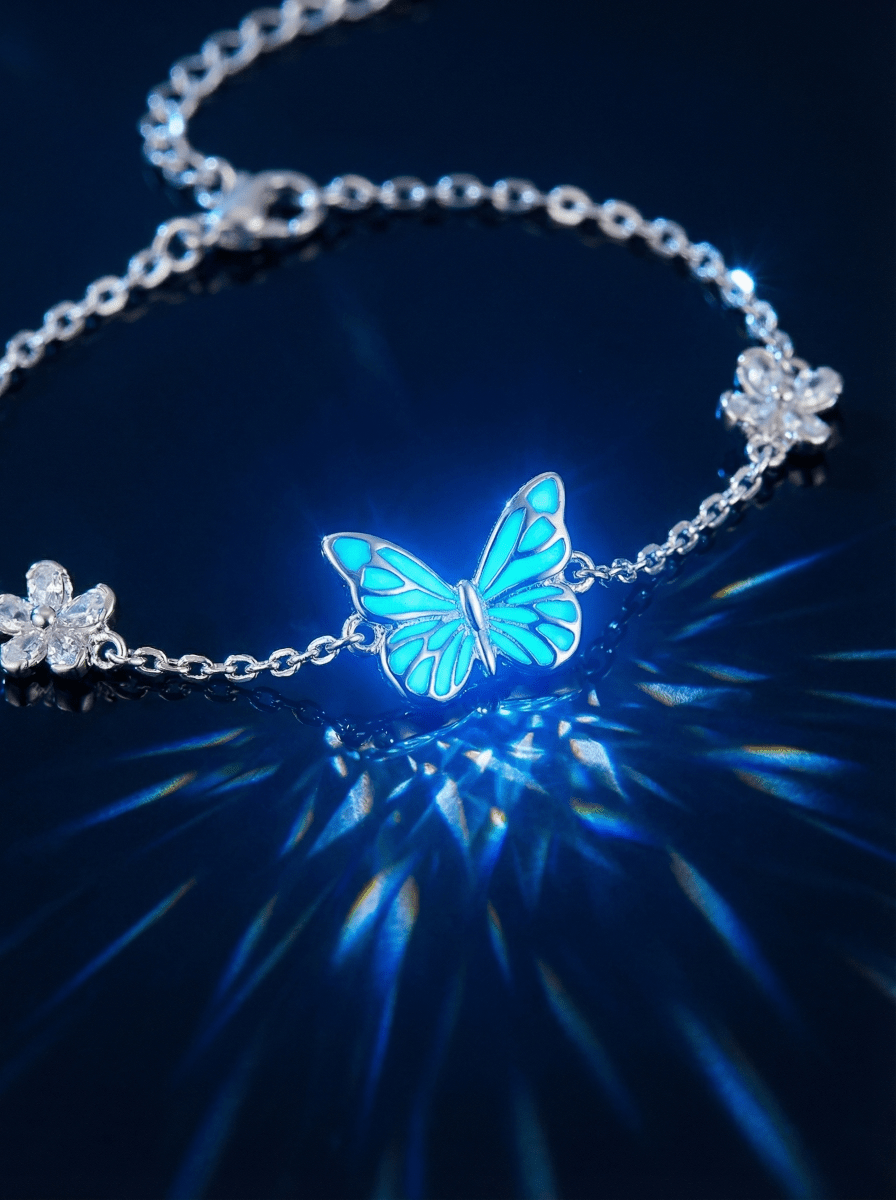 Luminous Dream Blue Butterfly Necklace