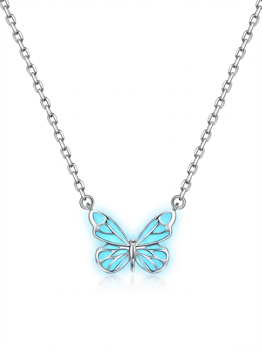 Luminous Dream Blue Butterfly Necklace