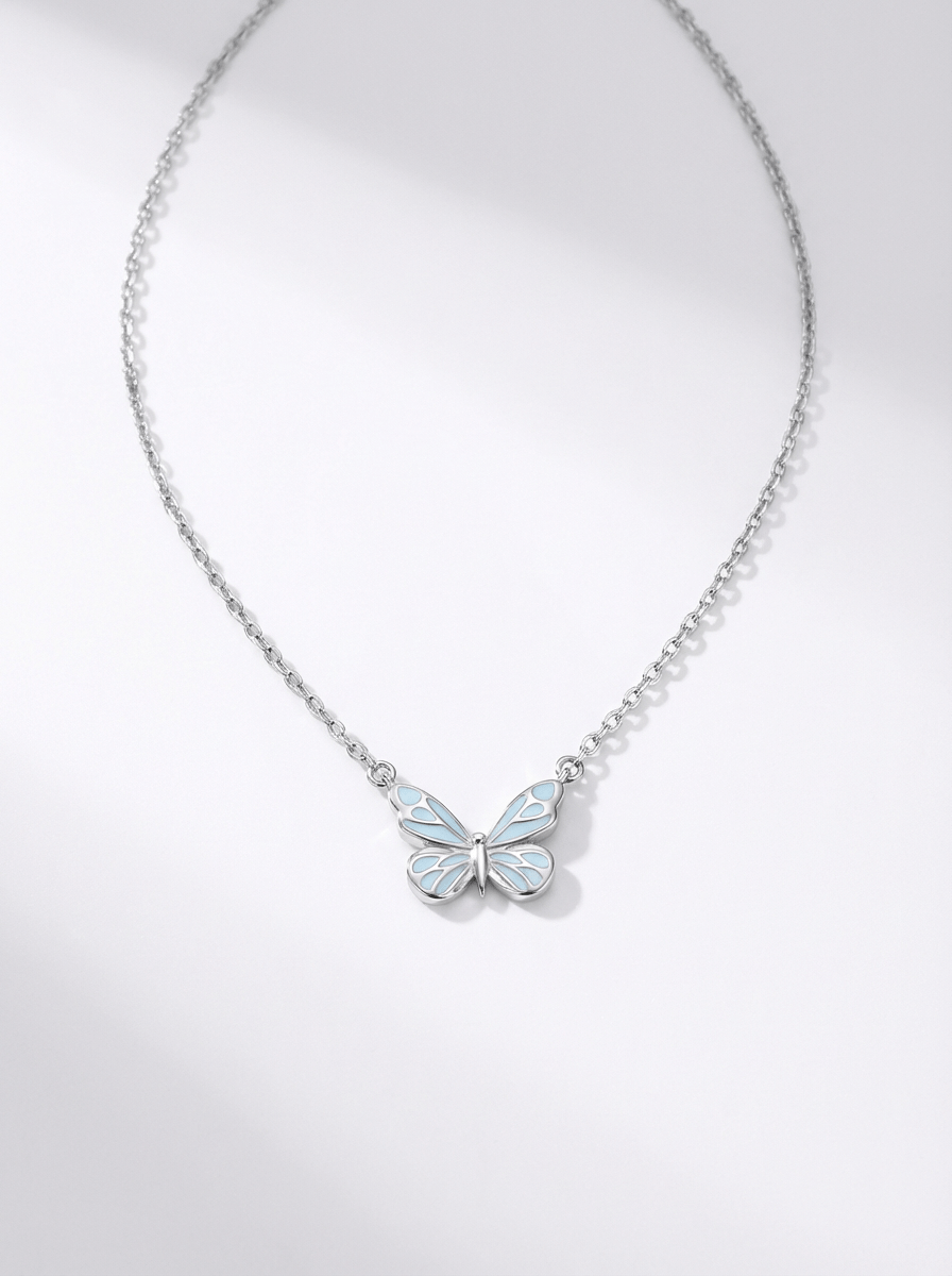 Luminous Dream Blue Butterfly Necklace