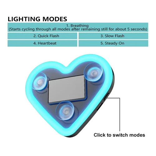Solar-powered wireless LED triangular heart-shaped C-pillar neon light