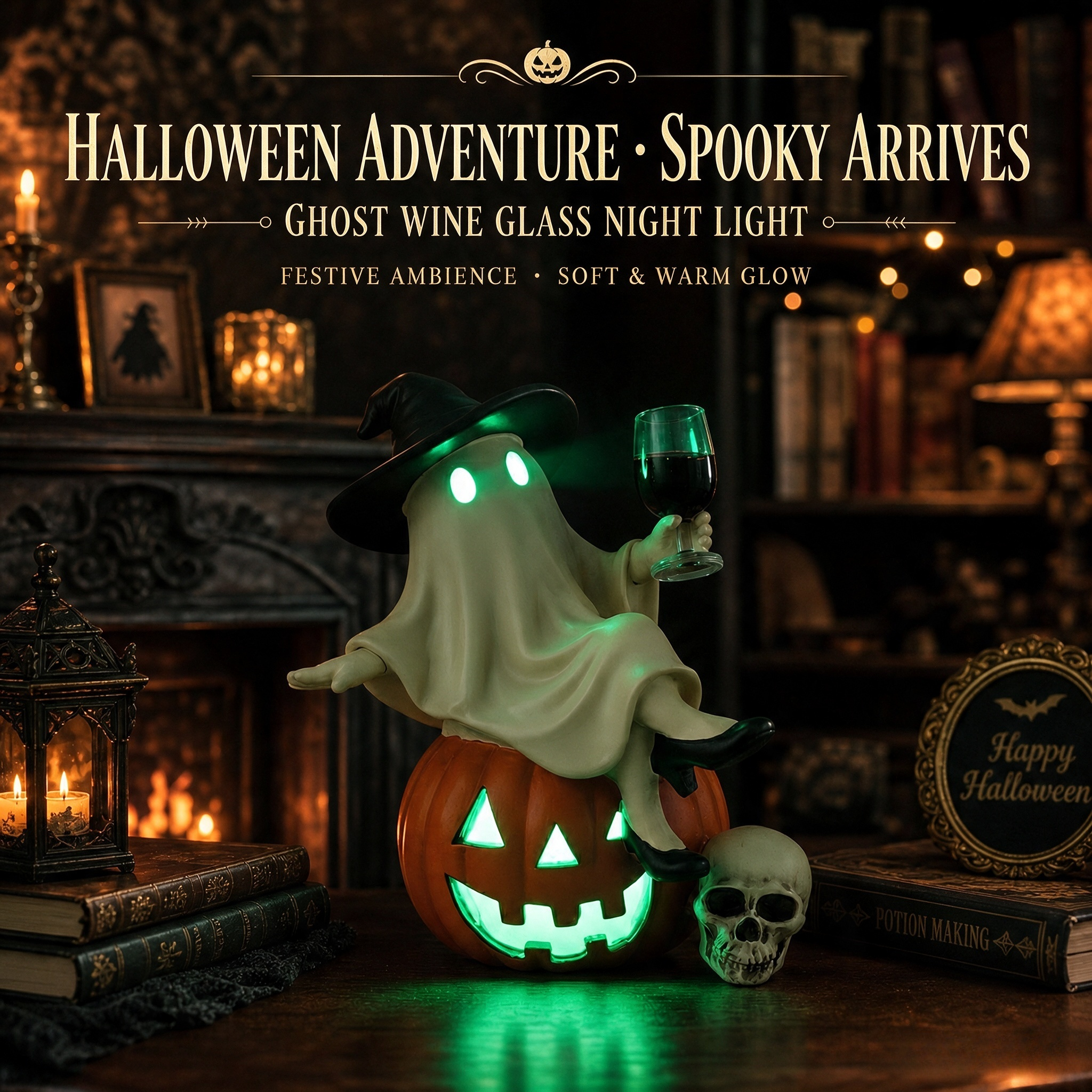 👻🍷Ghost Wine Night Halloween Decor