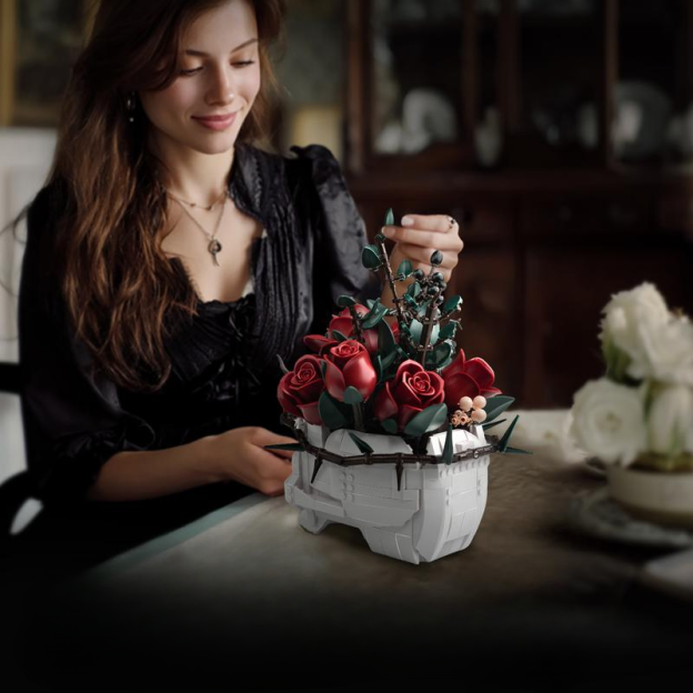 💀Gothic Skull & Rose Building Blocks Set – 1101pcs🌹