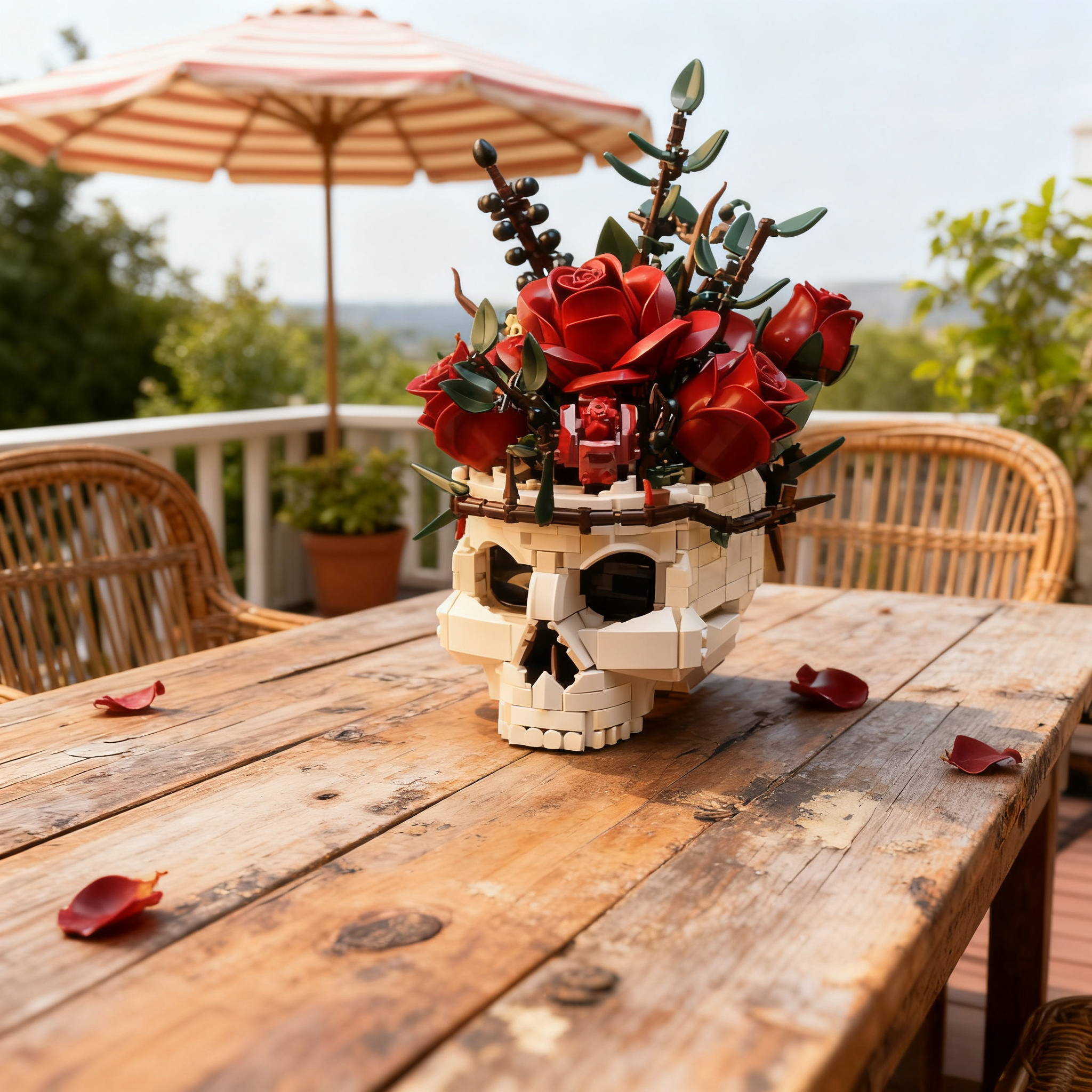 💀Gothic Skull & Rose Building Blocks Set – 1101pcs🌹