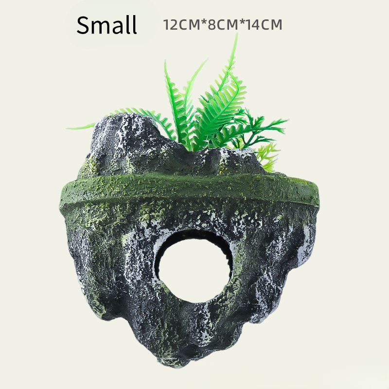 Aquarium Floating Rock Decoration - Resin Moss Suspended Stone with Suction Cup (Avatar Style Levitating Effect)