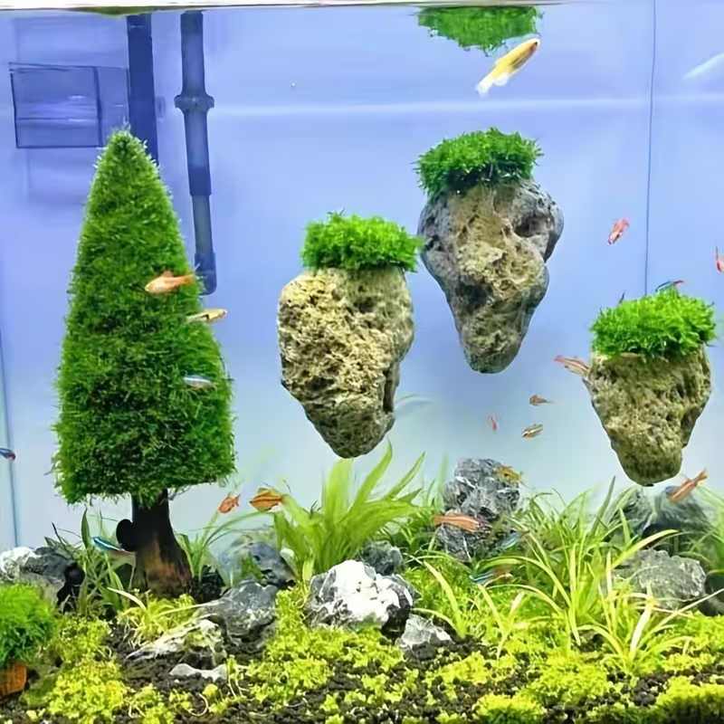Aquarium Floating Rock Decoration - Resin Moss Floating Stone