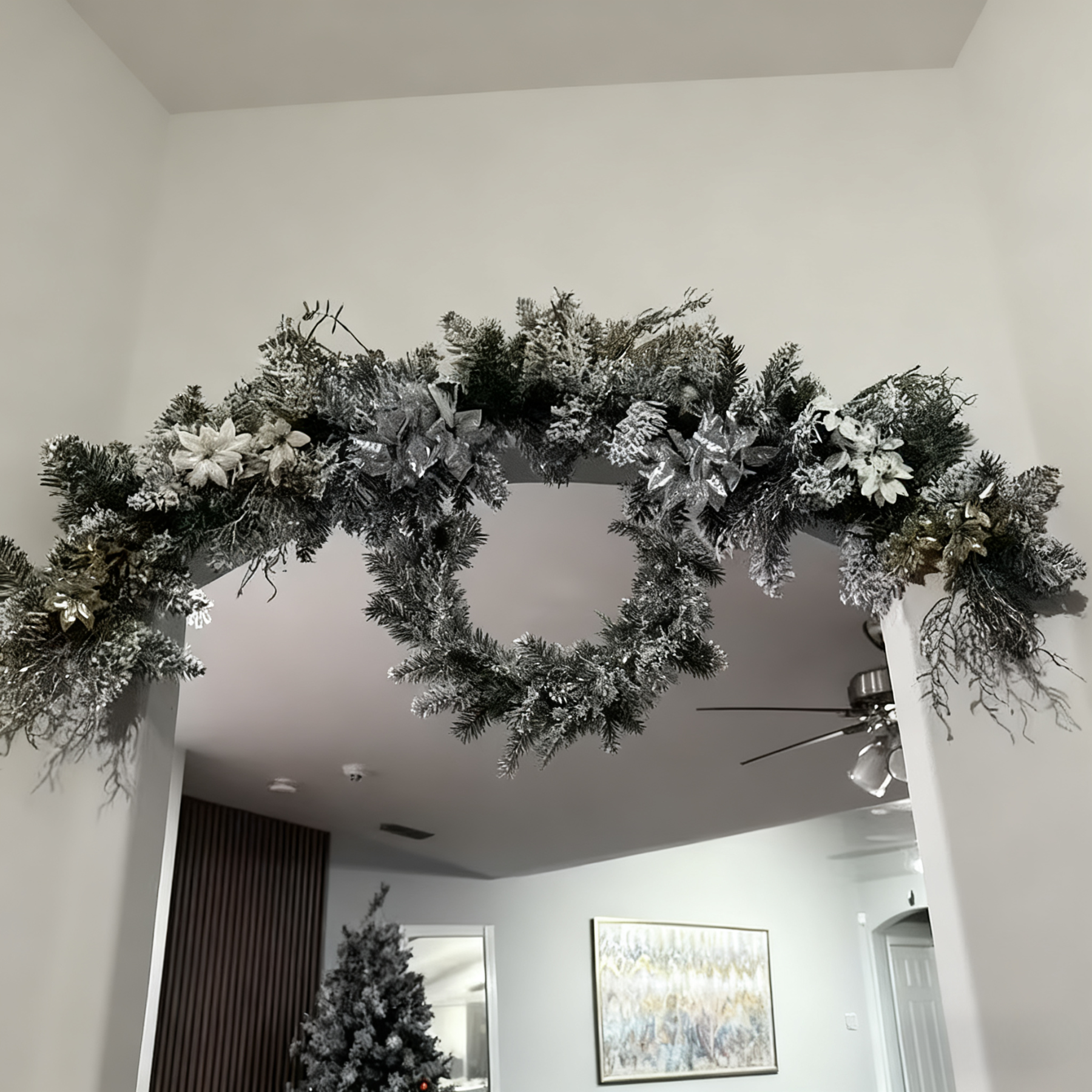 🎄6FT Classic Christmas Snowflake Pine Garland ⛄