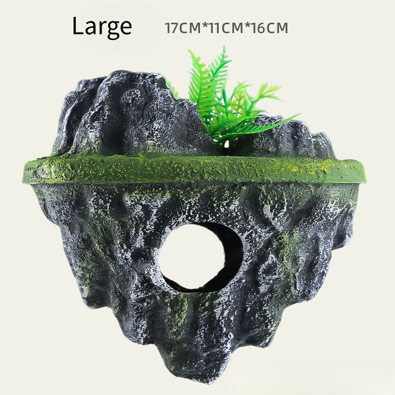 Aquarium Floating Rock Decoration - Resin Moss Suspended Stone with Suction Cup (Avatar Style Levitating Effect)