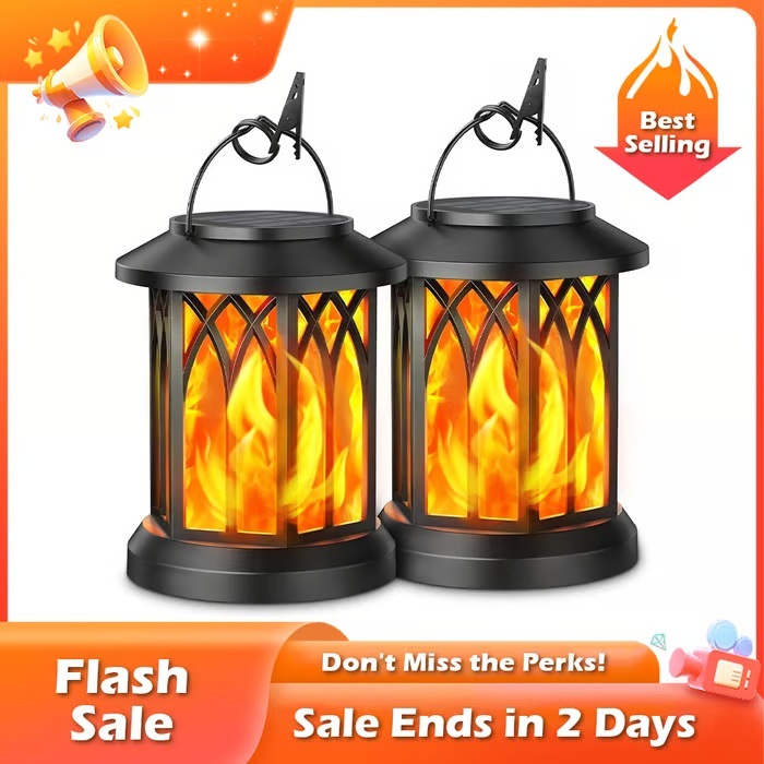 🏆Flash Sale⚡ 50K+ SOLD! Almost Gone-💥✨🔥 Upgraded Flickering Flame Solar Lantern Outdoor Waterproof Light