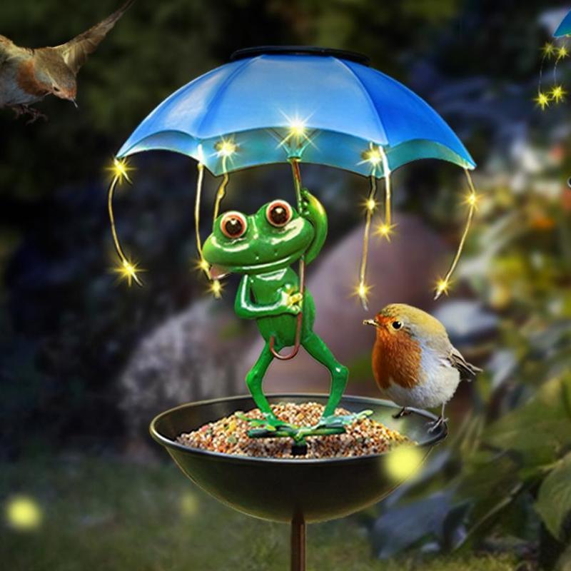 Solar Frog Bird Feeder Light