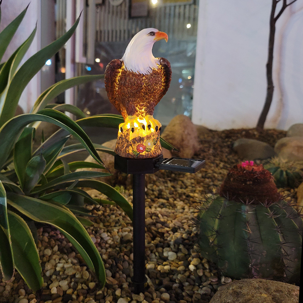 Solar Garden Light Enamel Brown Eagle