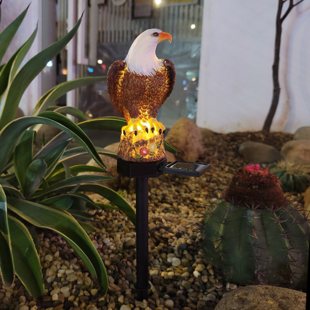 Solar Garden Light Enamel Brown Eagle